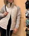 Aura gebreide patchwork gewatteerde jas