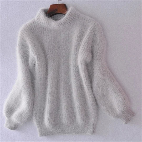 Losse, effen gebreide trui - vintage Angora trui