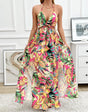 Jurk met bloemenprint en kettingdetails, split aan de dij en strik