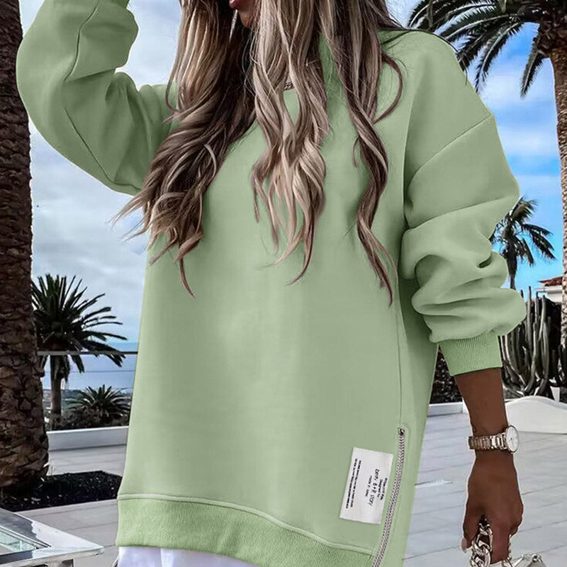 Trui met lange mouwen, ritssluiting en split, casual sweatshirtjurk