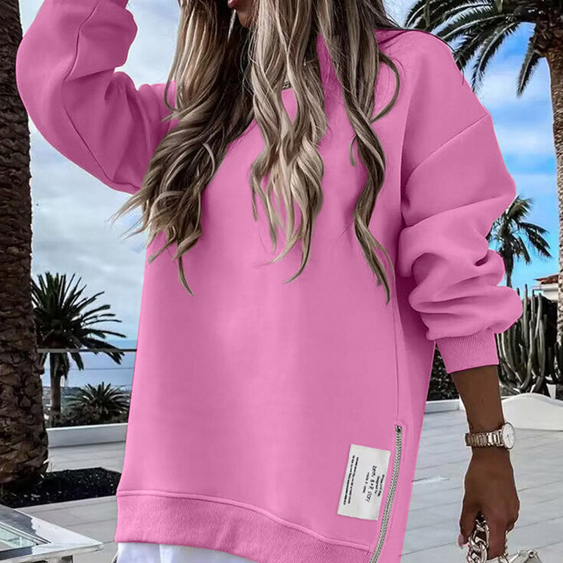 Trui met lange mouwen, ritssluiting en split, casual sweatshirtjurk