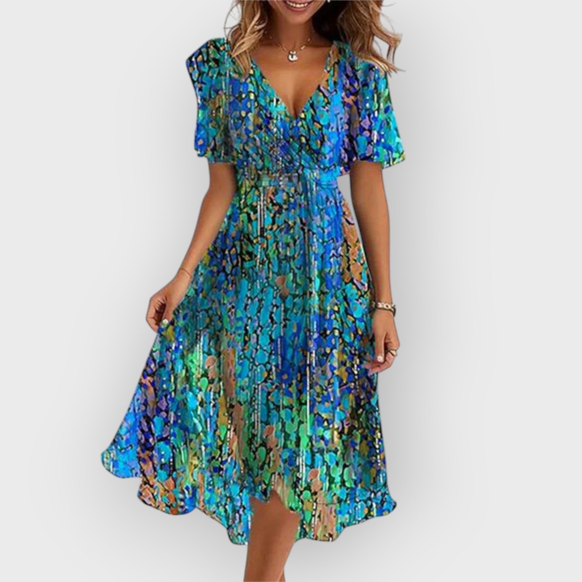 Daisy | Stijlvolle midi-jurk met V-hals en bloemenprint