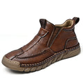 Retro leren herenlaarzen met rits, ontworpen voor comfort en waterdicht, geschikt voor elk seizoen.