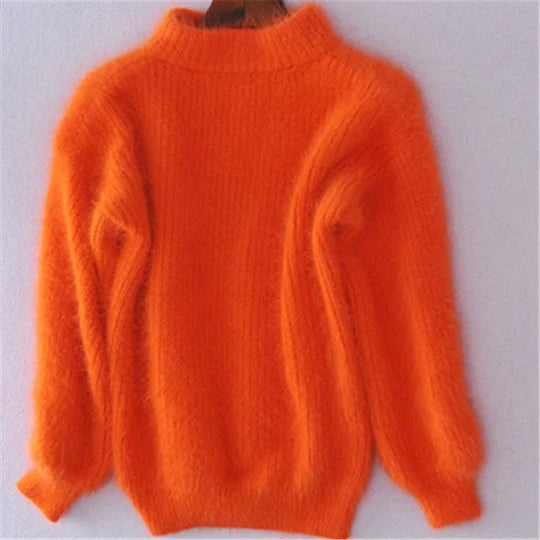 Losse, effen gebreide trui - vintage Angora trui