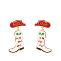 Kerstoorbel in cowgirl-stijl in rood, wit en goud.
