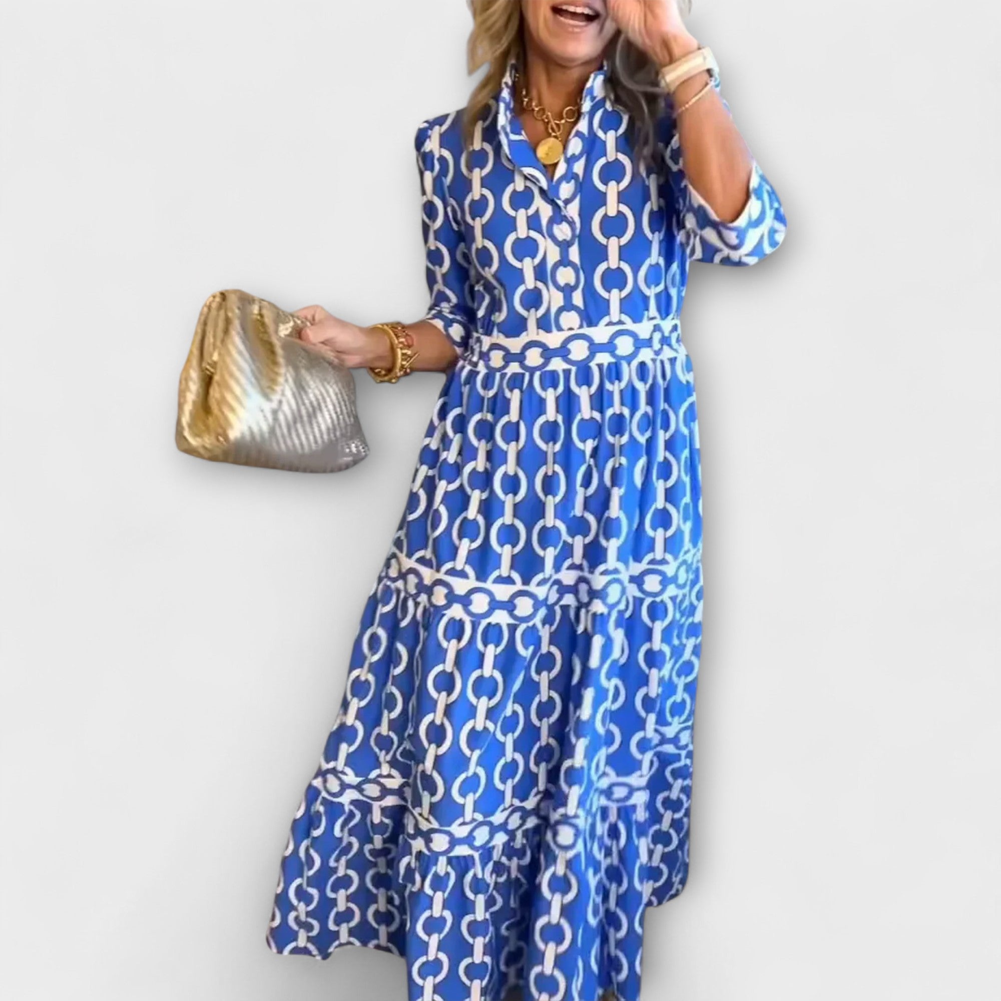 Sophia | Midi-jurk met kettingpatroon