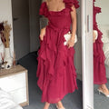 Quinlan - Elegante jurk met hoge taille en kanten afwerking