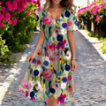 Rosalind - Losse jurk met bloemenprint en diepe V-hals