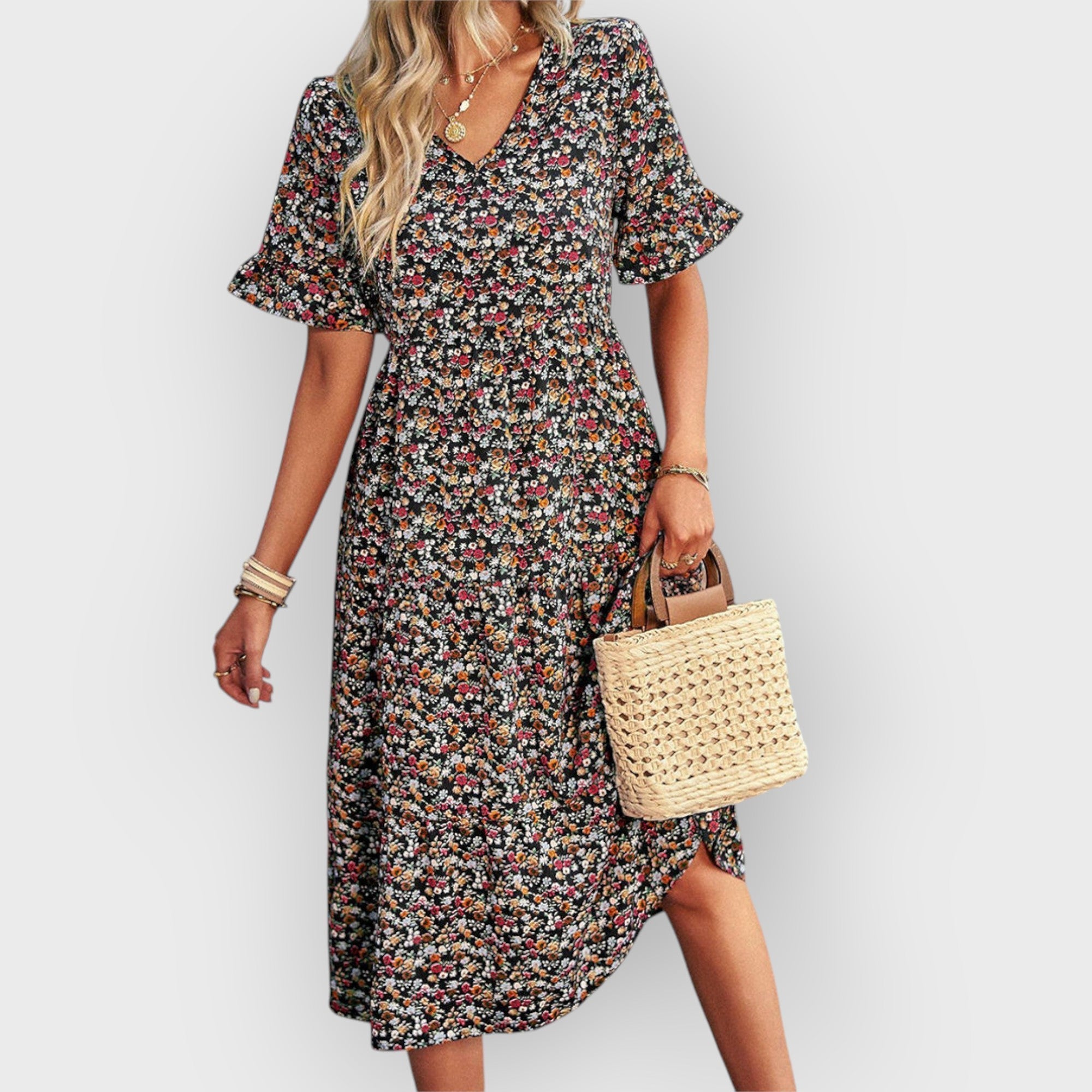 Amara | Zomerse midi-jurk met bloemenprint