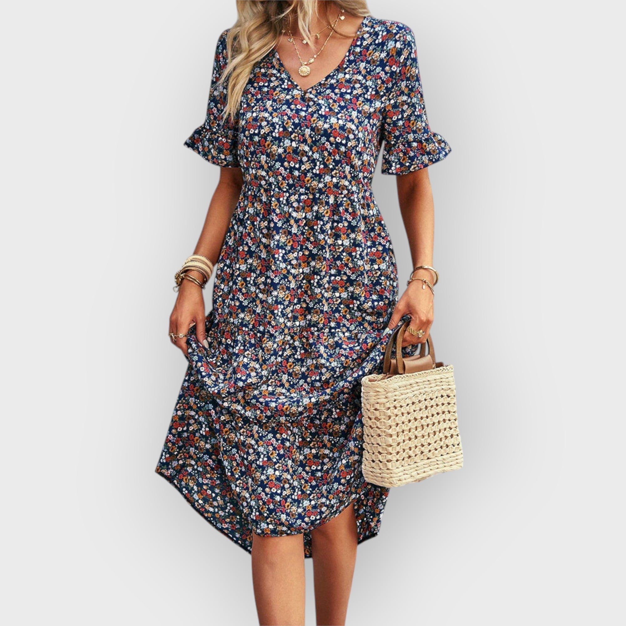 Amara | Zomerse midi-jurk met bloemenprint