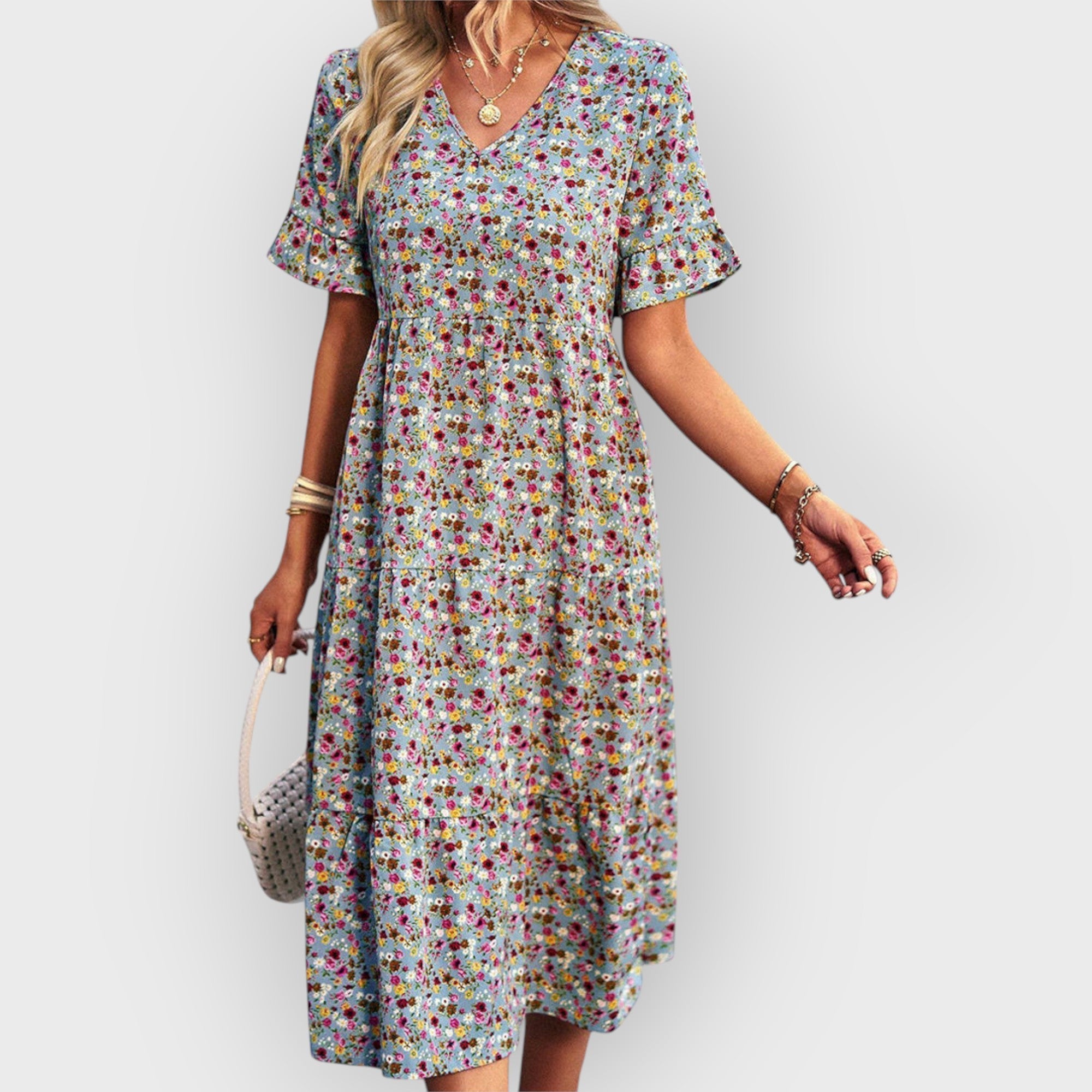 Amara | Zomerse midi-jurk met bloemenprint