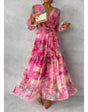 Trinity - Geplooide maxi-jurk met V-hals in boho-stijl