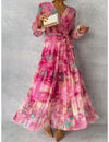 Trinity - Geplooide maxi-jurk met V-hals in boho-stijl