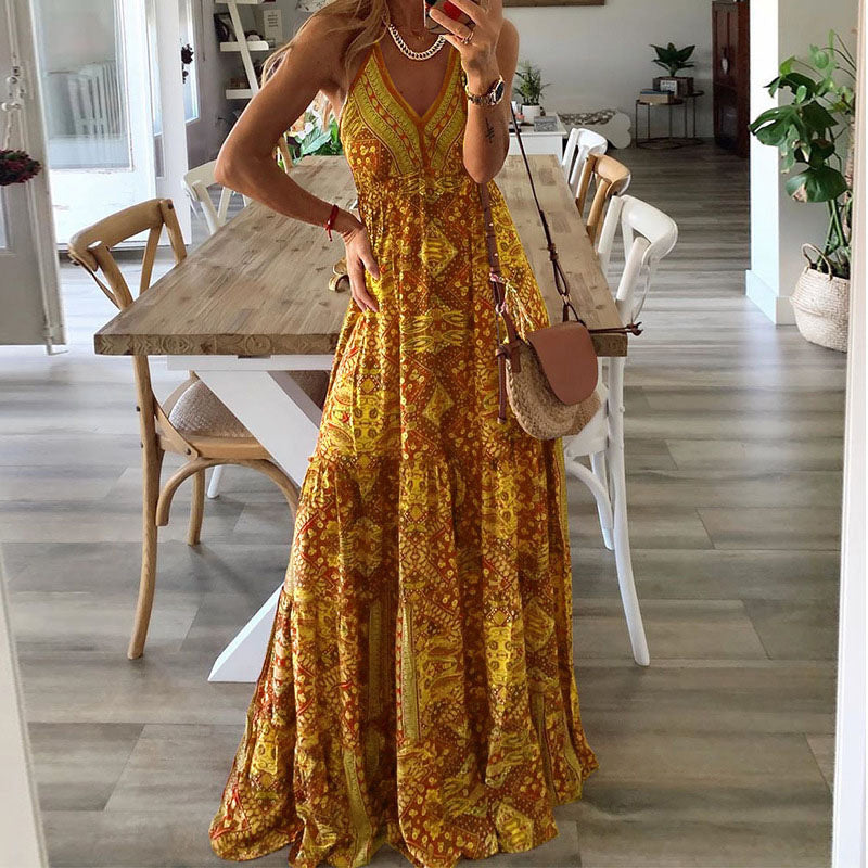 Wren - Boho maxi-jurk met spaghettibandjes en V-hals