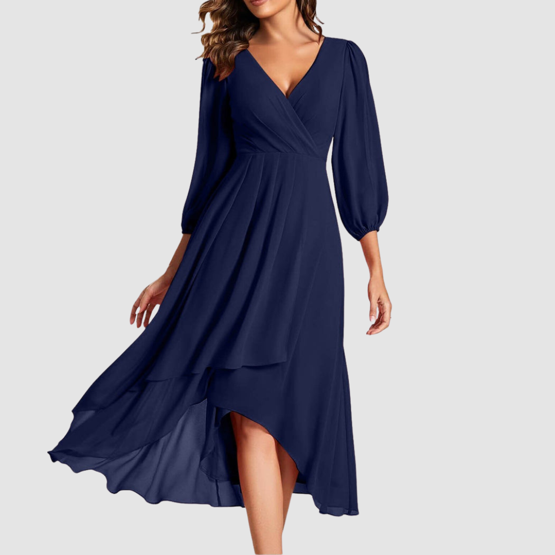 Mia™ elegante lange jurk met V-hals