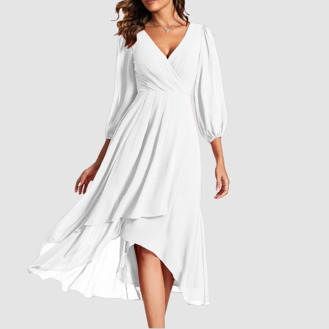 Mia™ elegante lange jurk met V-hals