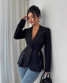 Zekye™ Kanten A-lijn blazer met afslankende taille