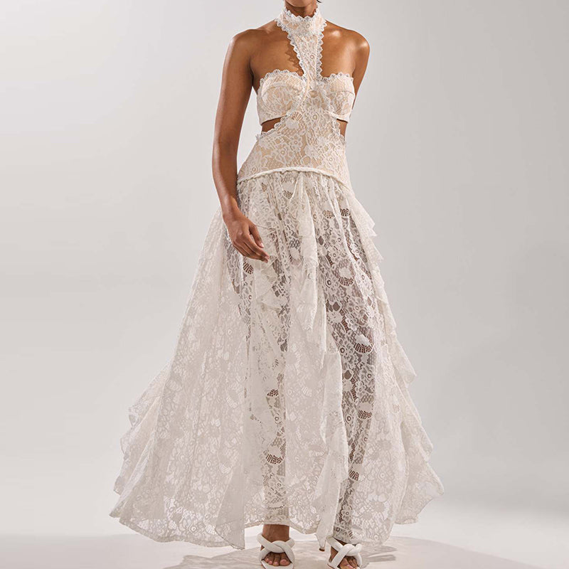 LUMINA™ Maxi-jurk met kanten halter