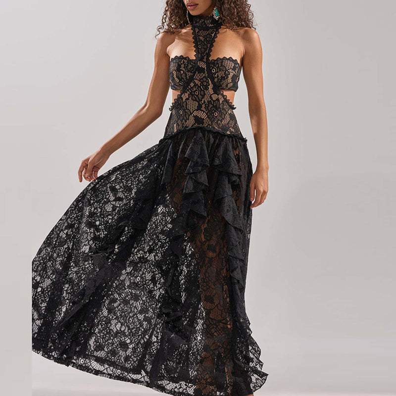 LUMINA™ Maxi-jurk met kanten halter