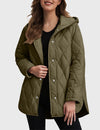 Sylvia casual jas met capuchon in effen ruitpatroon