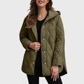 Sylvia casual jas met capuchon in effen ruitpatroon