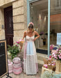Cyrille - Elegante maxi-jurk met bandjes en patchwork