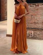 Kyla - Chique maxi-jurk met plooien en halternek