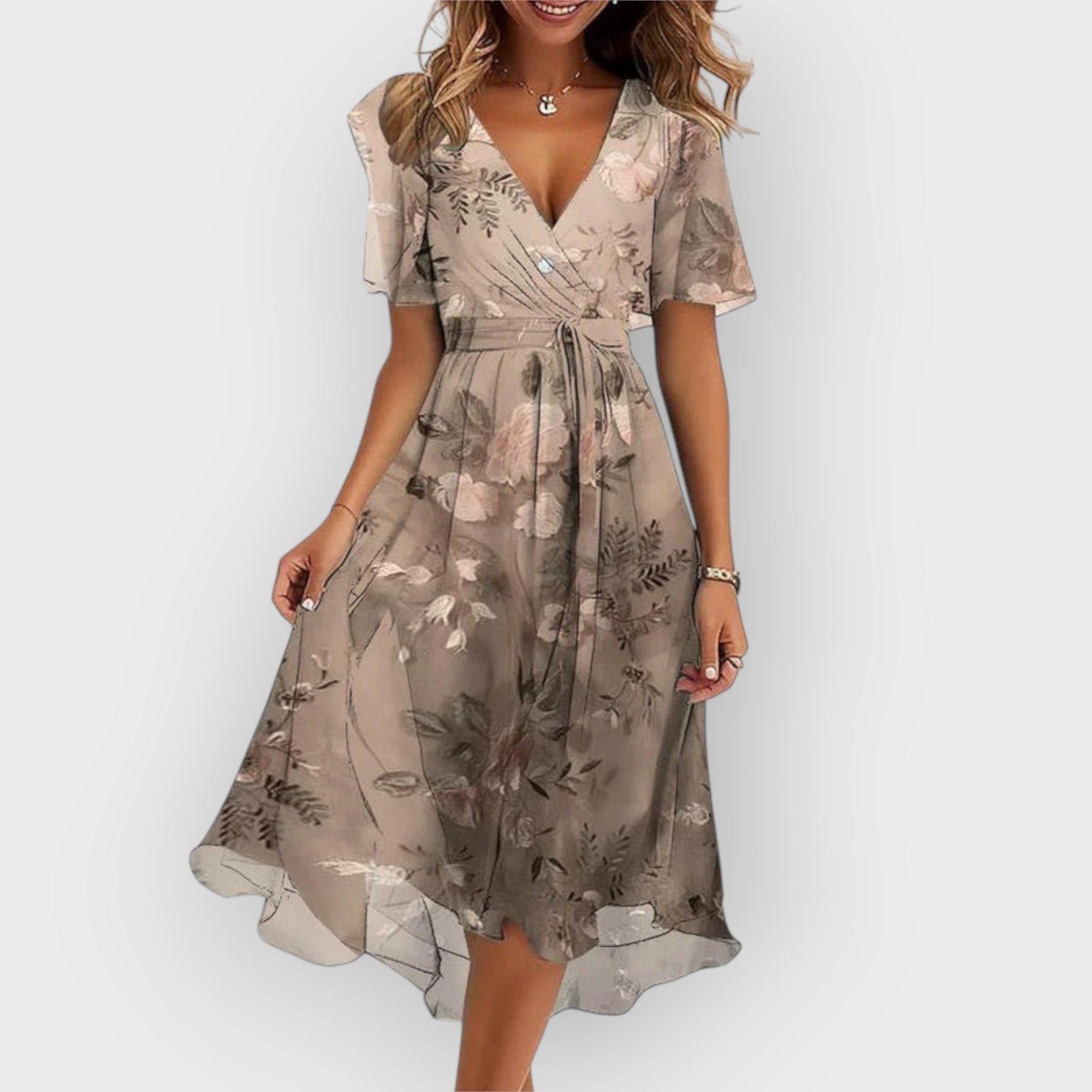 Daisy | Stijlvolle midi-jurk met V-hals en bloemenprint