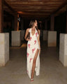 Middernachtroze maxi-jurk met split