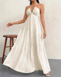 Isla Romance™ – Geplooide witte maxi-jurk