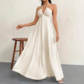 Isla Romance™ – Geplooide witte maxi-jurk