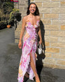 Maxi-jurk met onregelmatige bloemenprint en kwastjes