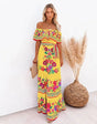 Scharlakenrode Bloom Maxi-jurk met blote schouders