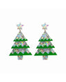 Kerstoorbel in de vorm van een kerstboom van hars in groen en zilver.