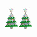 Kerstoorbel in de vorm van een kerstboom van hars in groen en zilver.