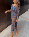 Janella - Vintage gedrapeerde midi-jurk met lange mouwen