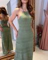 Seafoam Siren gebreide midi-jurk