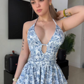 Serenity Rosé Garden Halter Mini Jurk
