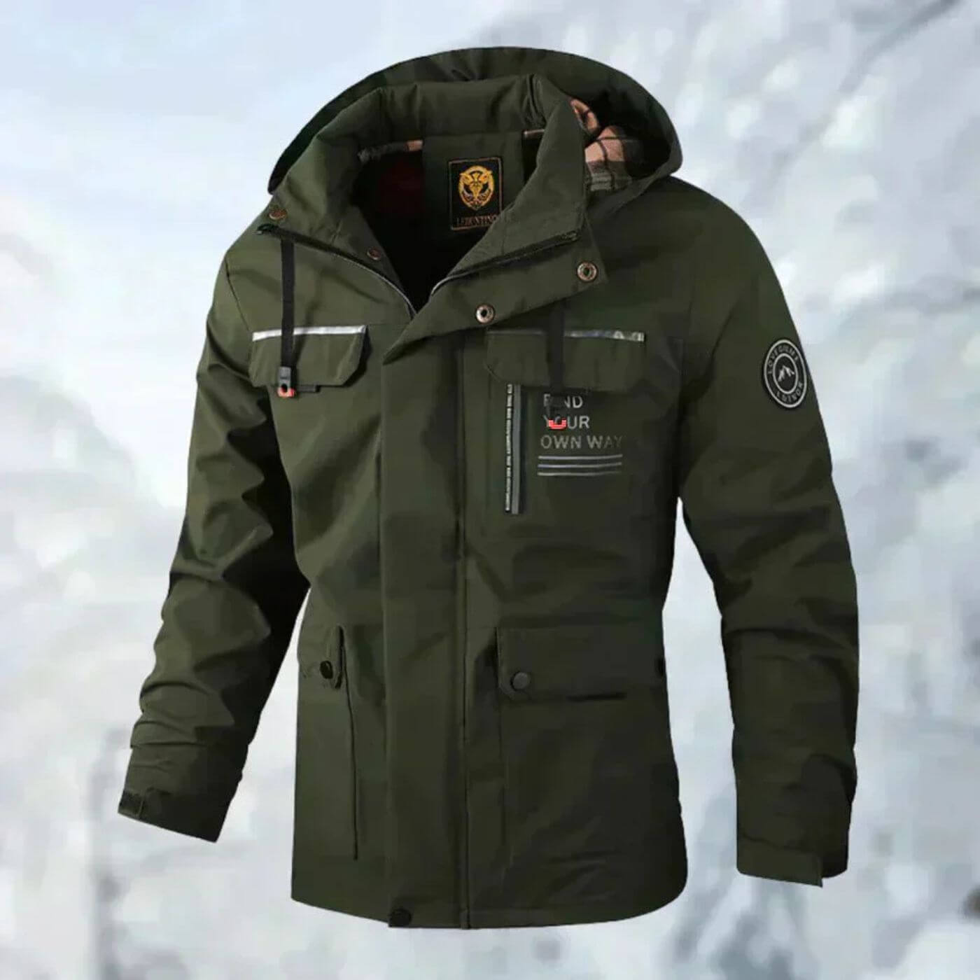 Waterdichte outdoorjas voor heren, geschikt voor de herfst en winter.