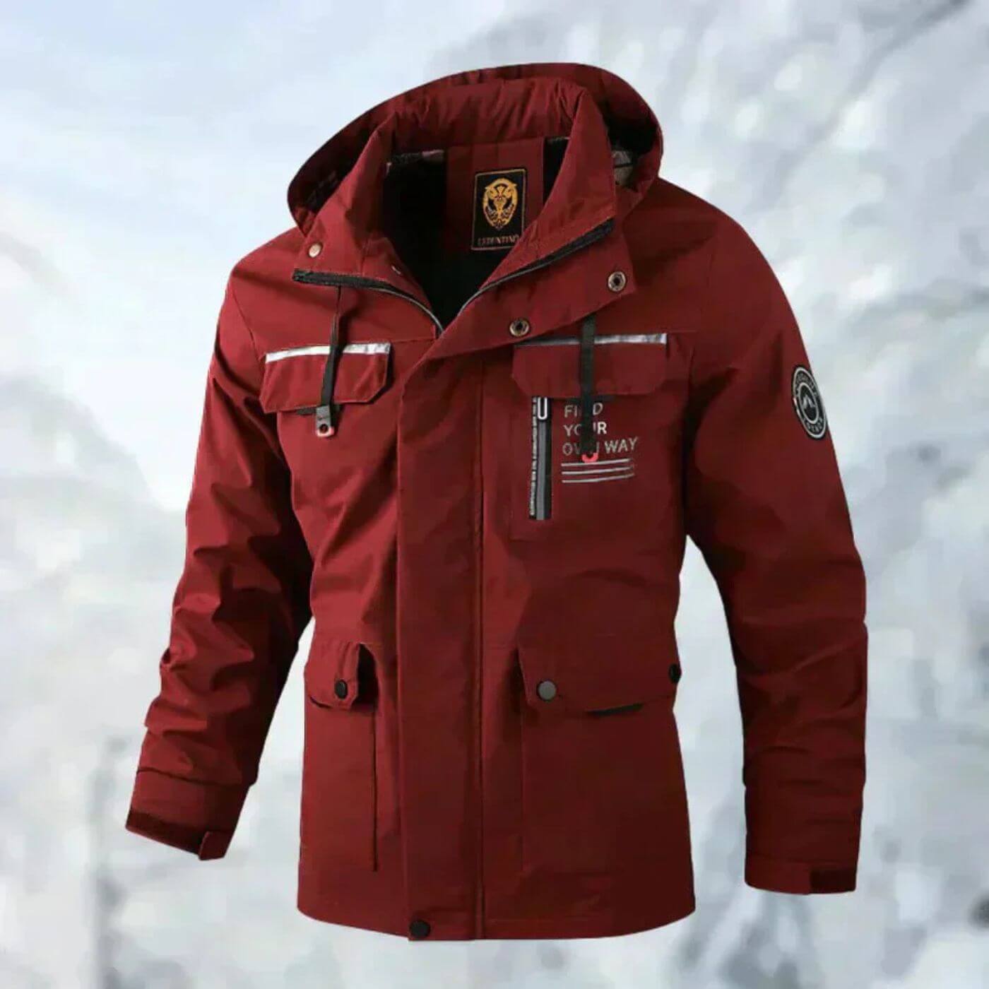 Waterdichte outdoorjas voor heren, geschikt voor de herfst en winter.
