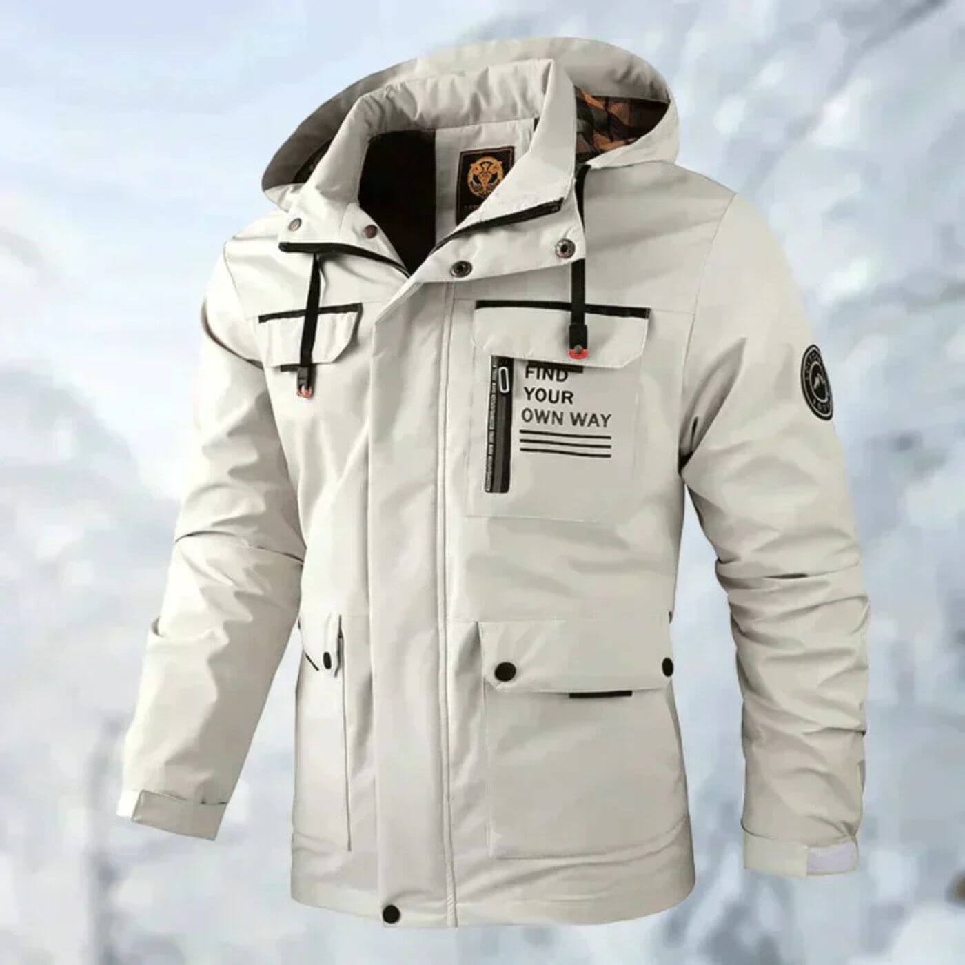 Waterdichte outdoorjas voor heren, geschikt voor de herfst en winter.