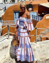 Seraphina - Luxe maxi-jurk met Mexicaanse print en blote schouders