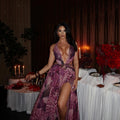 Serenity “Midnight Muse” maxi-jurk met open rug