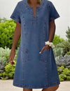 Bella™ | Zachte denim jurk met zakken