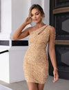 Chique bodycon jurk met glitter, pailletten en ketting
