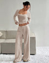 Casual slim fit gestreepte tweedelige broekenset