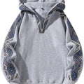 Etnische patchwork hoodie met halve rits