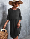 EverBloom™ midi-jurk met ruchesmouwen