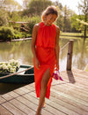Anna™ | Mouwloze midi-jurk met hoge hals
