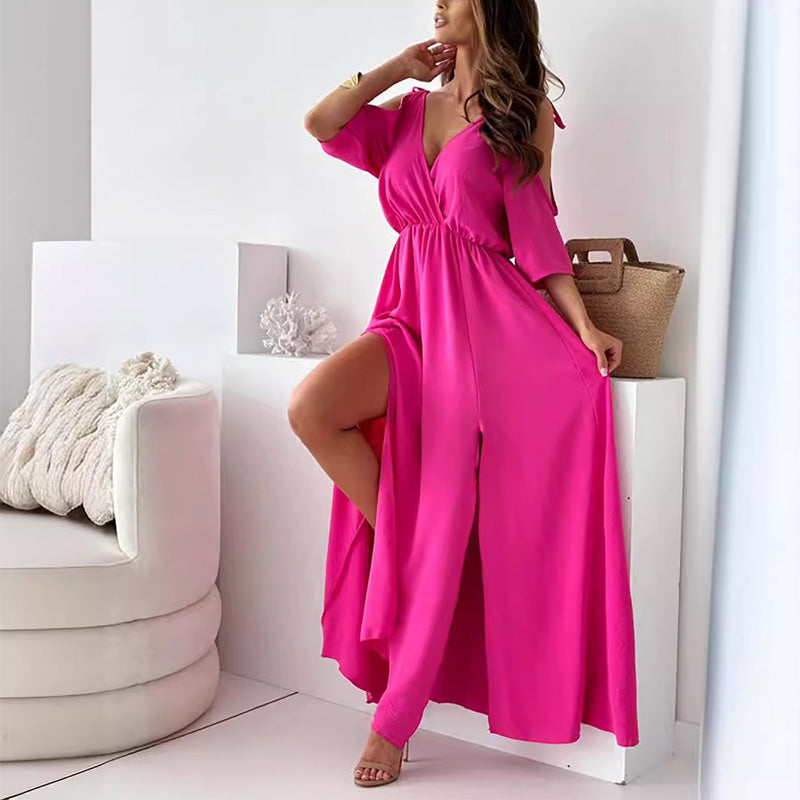 Billie - Trendy maxi-jurk met split en V-hals